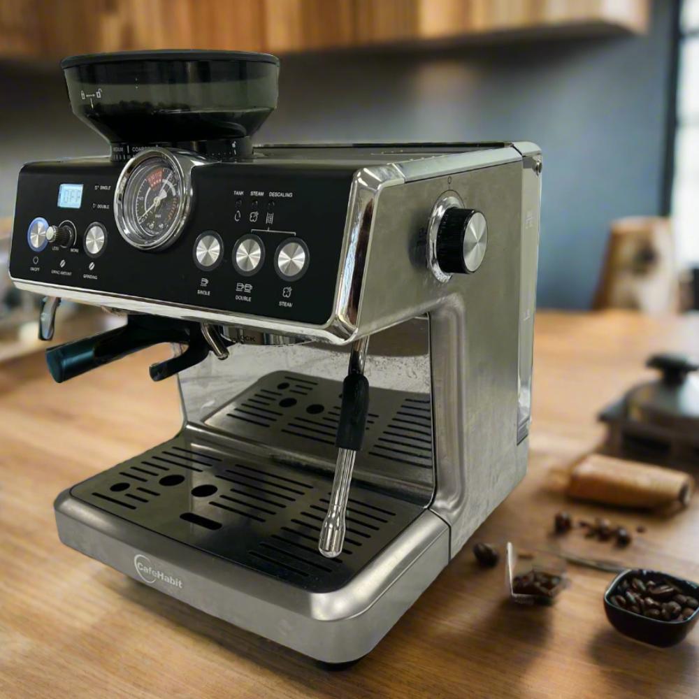 Espresso Machine with Grinder, Semi-Automatic Espresso Maker with Milk Frother, 15 Precision Grind Settings