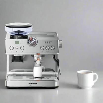 Espresso Machine with Grinder, Semi-Automatic Espresso Maker with Milk Frother, 20 Bar ULKA Pump & 31 Precision Grind Settings