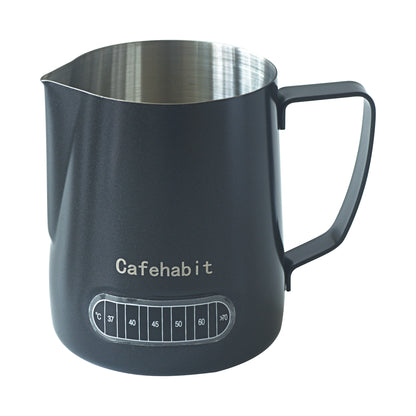 CafeHabit Temp Control Milk Frothing Pitcher, 20oz/600ml,Black