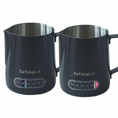 CafeHabit Temp Control Milk Frothing Pitcher, 20oz/600ml,Black
