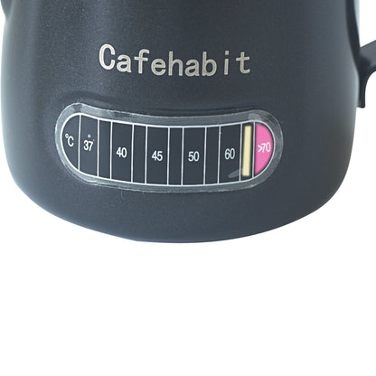 CafeHabit Temp Control Milk Frothing Pitcher, 20oz/600ml,Black
