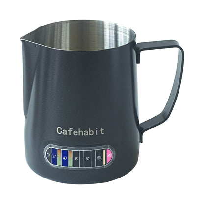 CafeHabit Temp Control Milk Frothing Pitcher, 20oz/600ml,Black