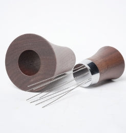 WDT Distribution Tool, 12.5 x 0.35mm 304 Stainless Steel 8Pin Needle Tamper, Coffee Stirrer, Tamper Accessories w/walnut handle