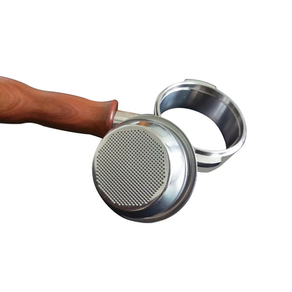51mm, 54mm, 58mm Bottomless Coffee Portafilter with Filter Basket, 2 Ears, Stainless Steel&Walnut