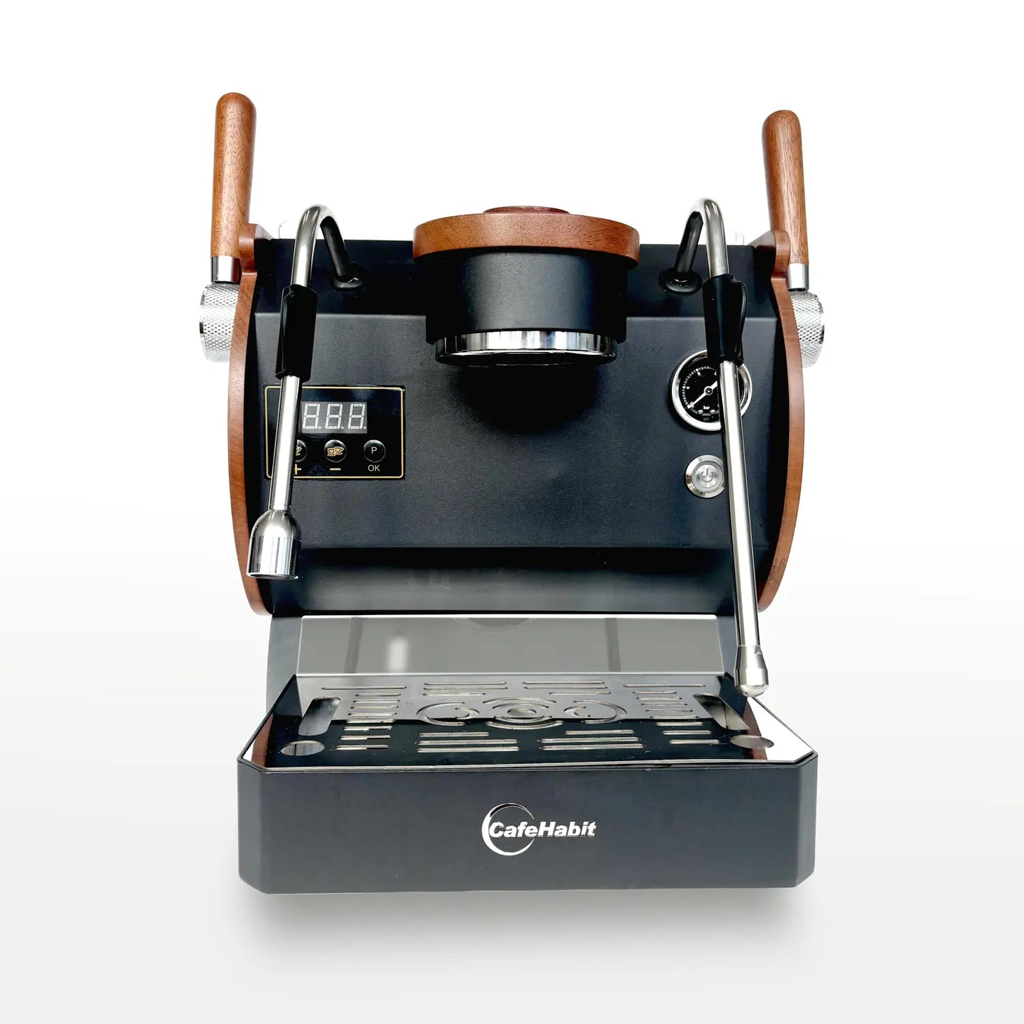 CafeHabit Classic Espresso Machine, For Home use, 1 Group, Black & Walnut