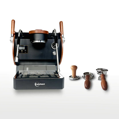CafeHabit Classic Espresso Machine, For Home use, 1 Group, Black & Walnut